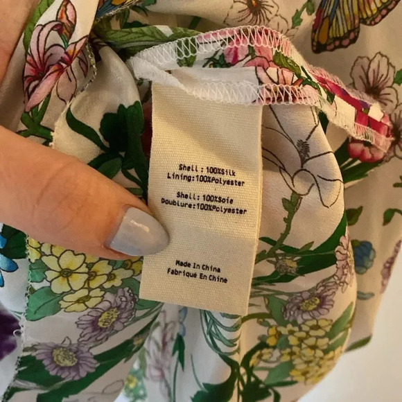 L'agence Elena Off-The-Shoulder 100% Silk Blouse White Multi Botanical Floral XS - Picture 8 of 13